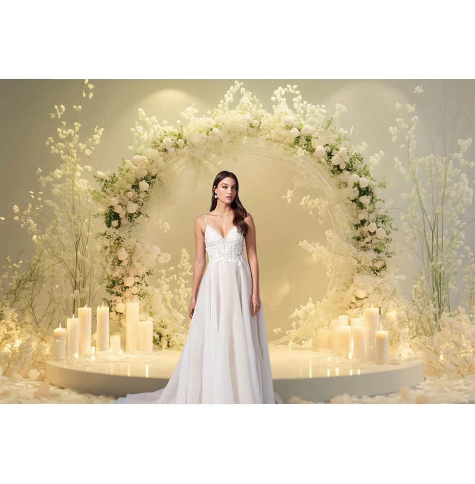 Wedding Photography Backdrop Flowers Arch Stand Candle Bridal Shower Bride Art Portrait Photocall Background Decor Photo Studio