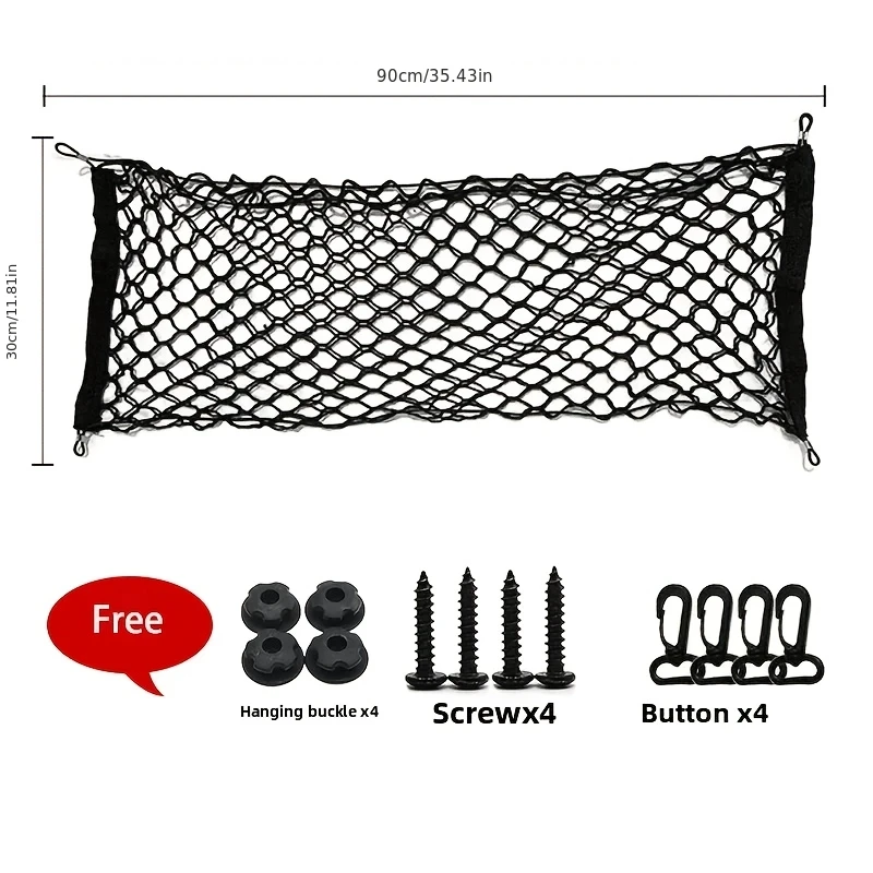 Universal Large Car Cargo Net Nylon Elastic Mesh Luggage Cargo Storage Pickup Tidy Net for Van SUV Truck Mesh Network Pocket