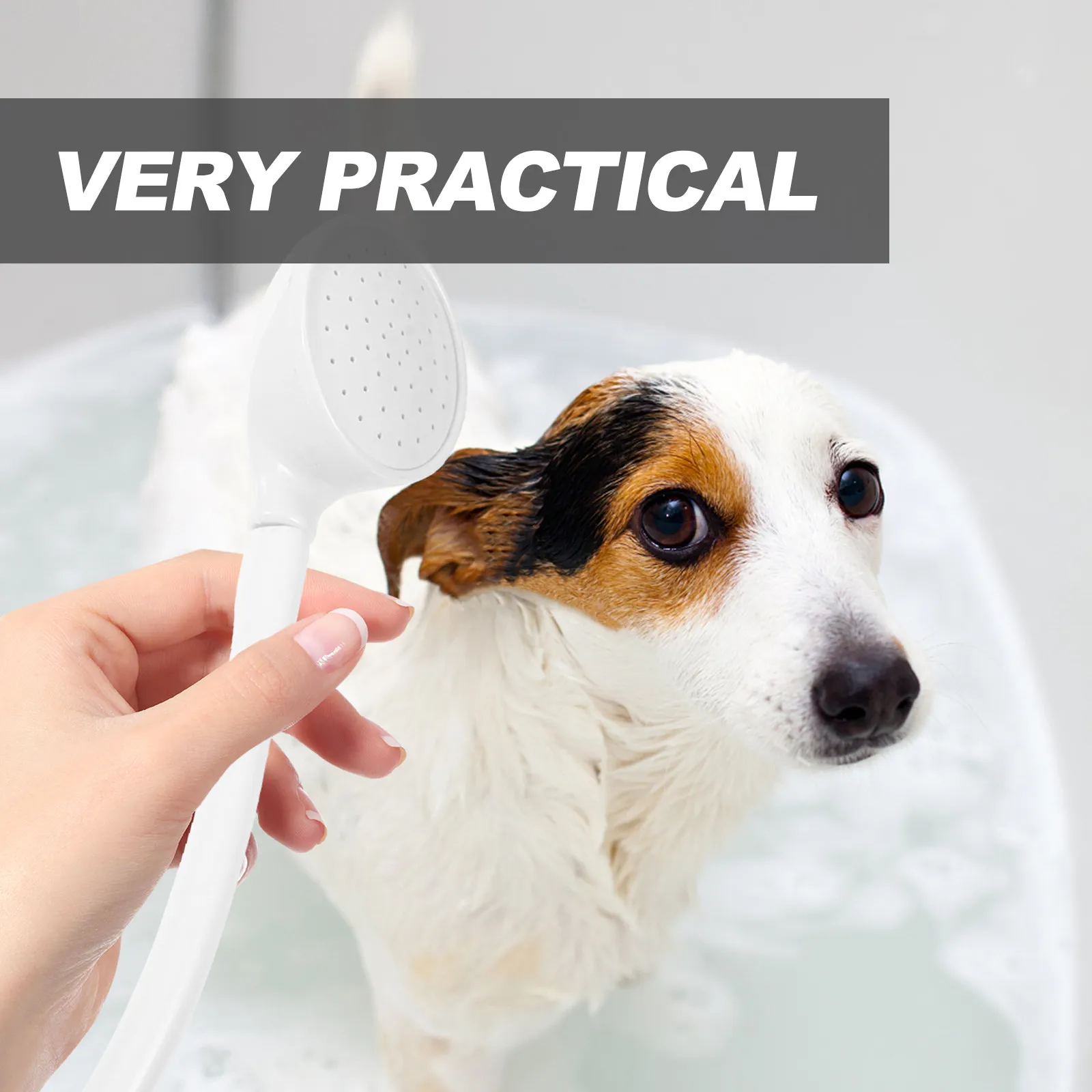 Pet Shower Sprayer Set 2 Heads Kitchen Faucet Bath Tub Dog W Hose Attachment Cold Hot Water Time Effort Saving Anti Leak Durable
