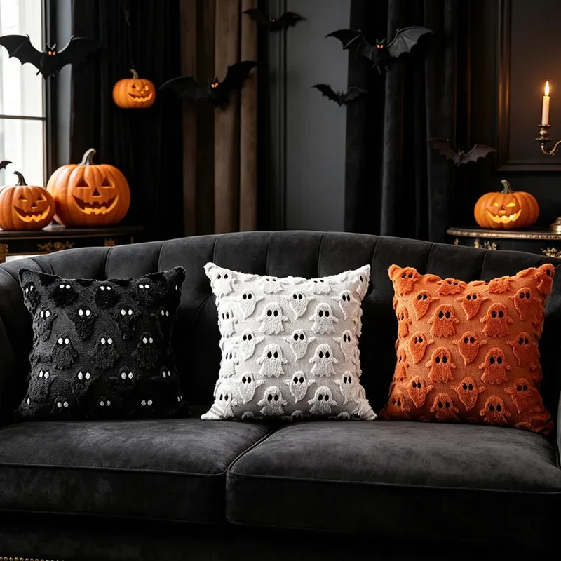 Cross Border Halloween Pumpkin Imp Ghost Pillowcase Pillow Cover ins Plush Cushion Fun Holiday Decoration