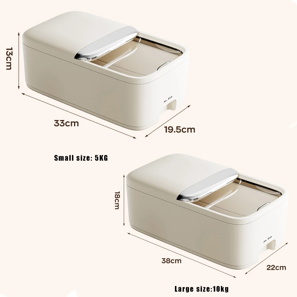 Boîte De Rangement Riz 10 Kg Avec Couvercle - Hermétique Anti-Humidité Et Anti-Insectes Pour Céréales