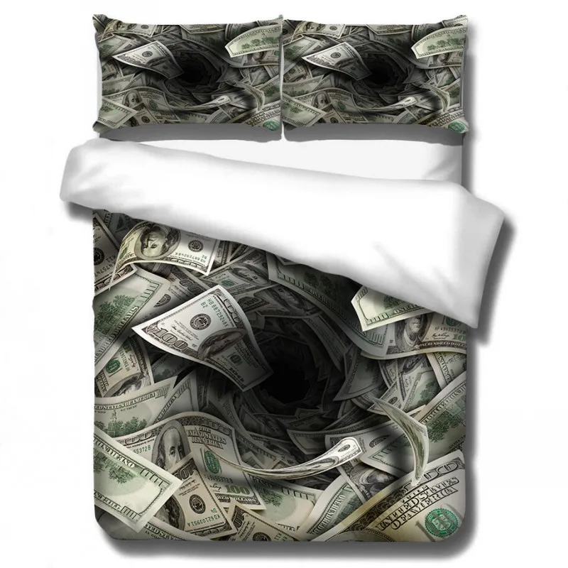 Sleeping with the US Dollar Happy Bedding Sets Kids Children Gift Duvet Covers Pillowcases Comforter Cover Bedclothes