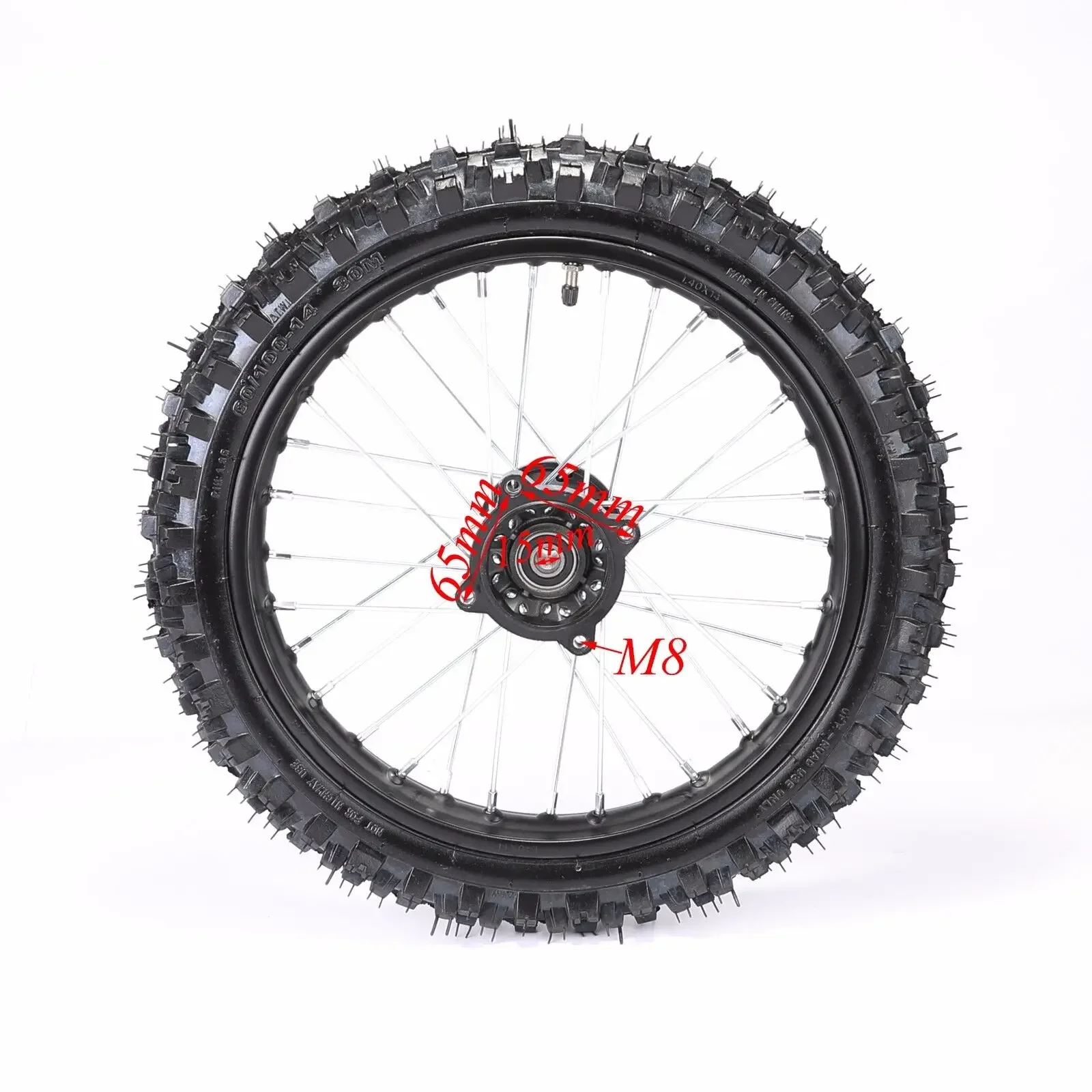 TDPRO 15mm 60/100-14 Front Wheel Tire Rim Or 80/100-12 Rear Wheel Tire Rim For CRF50 XR SSR110 125 Pit Bike