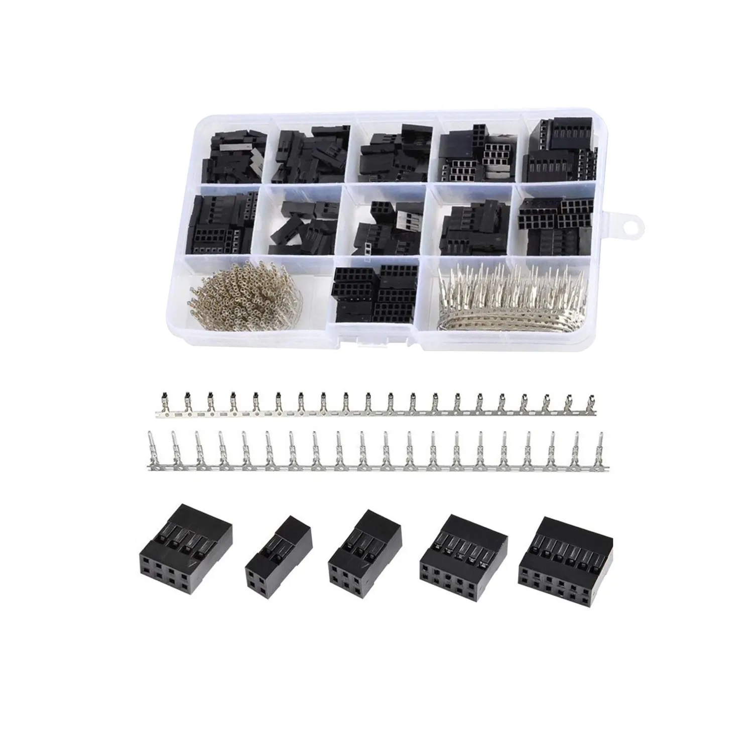 620 pieces and 310 pieces of DuPont jumper connector housing with 2.54MM male/female spring pair connector box kit