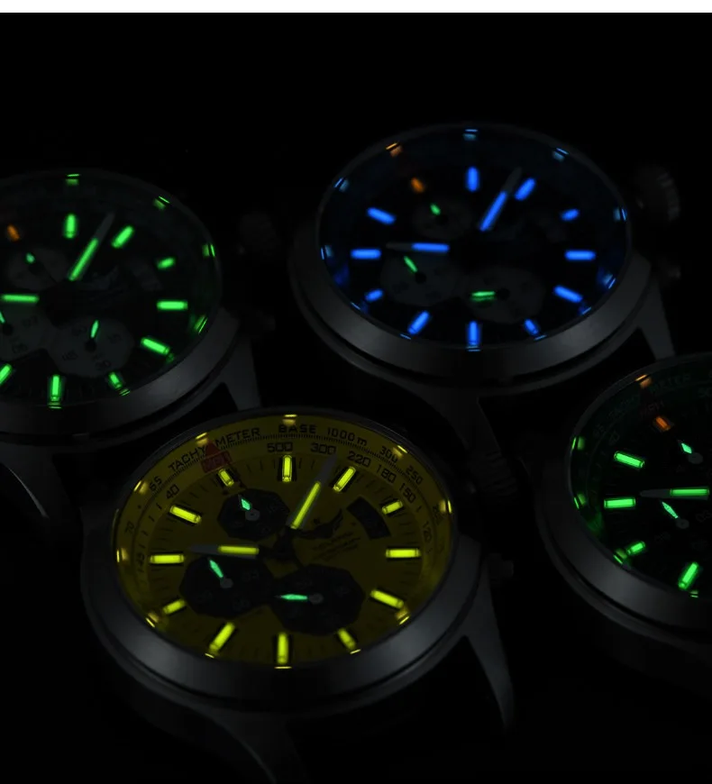 Yelang Men Quartz Timer Watch Luminous Japan Movement Chrono Small Dial 42MM