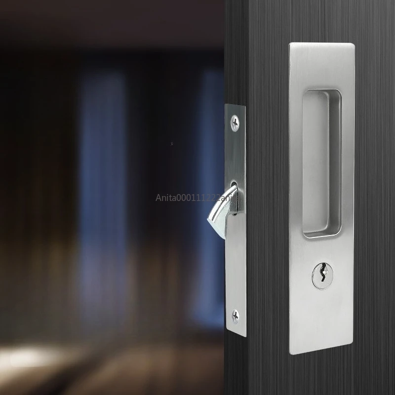 슬라이딩 도어 잠금장치 블랙 실내 발코니 주방 손잡이 욕실용 키 포함 이동식 슬라이딩 도어 훅
