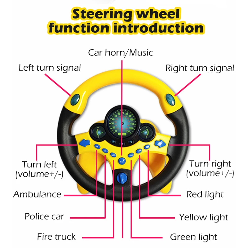 Infant Shining Eletric Simulation Steering Wheel Toy with Light Sound Kids Early Educational Stroller Vocal Toys