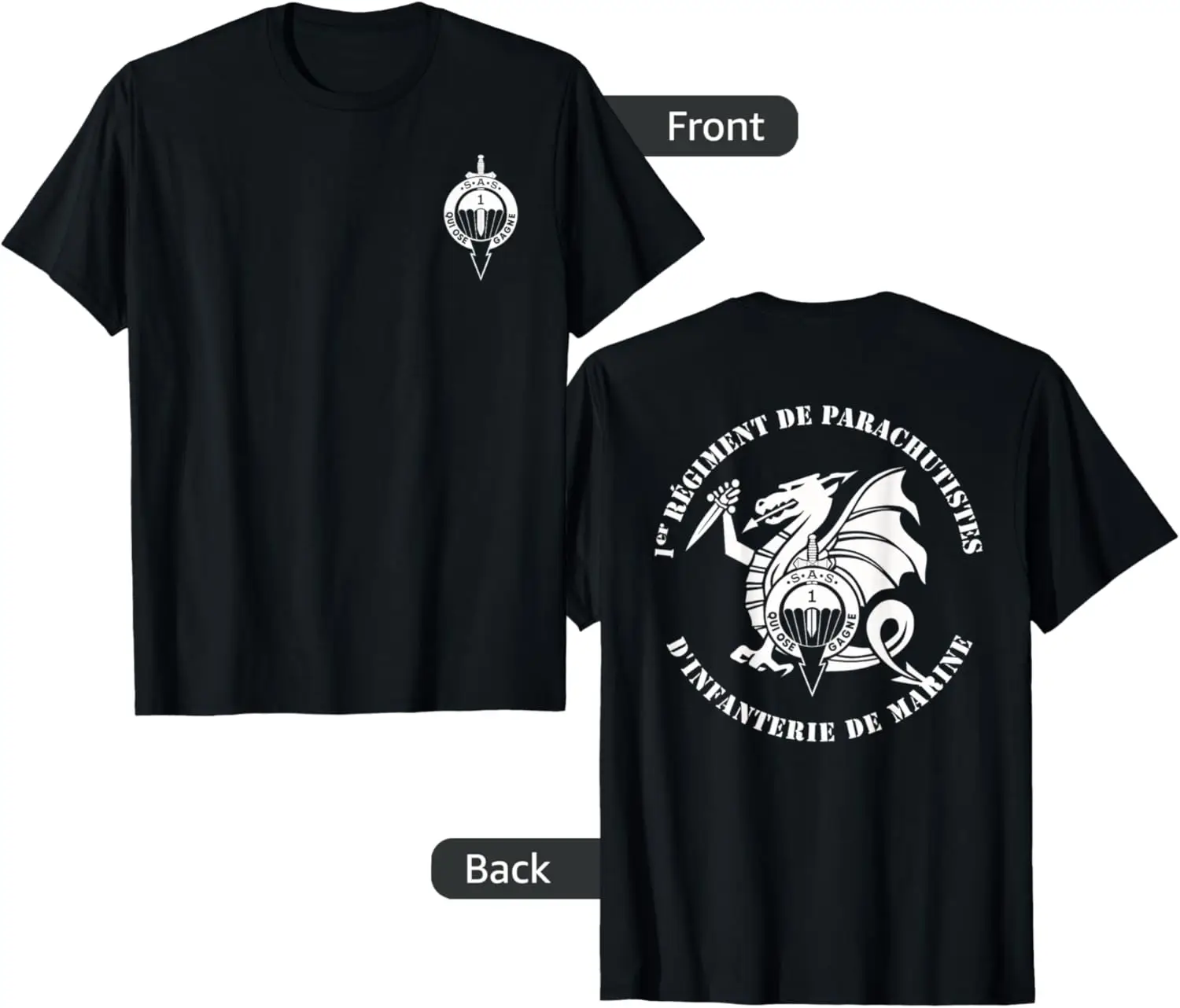 

French SAS 1st Mar Infantry Para Regiment 1er R.P.I.Ma T-Shirt Short Sleeve Casual 100% Cotton Shirt