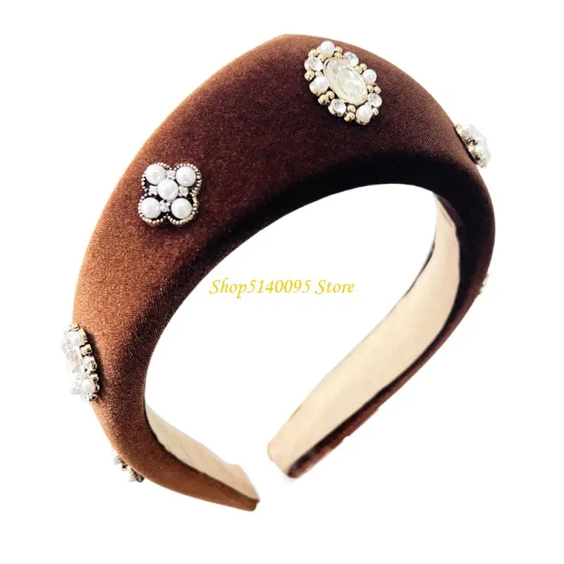 DXAE Bandeaux en peluche noirs pour femmes avec détails perles, accessoires cheveux confortables pour des looks