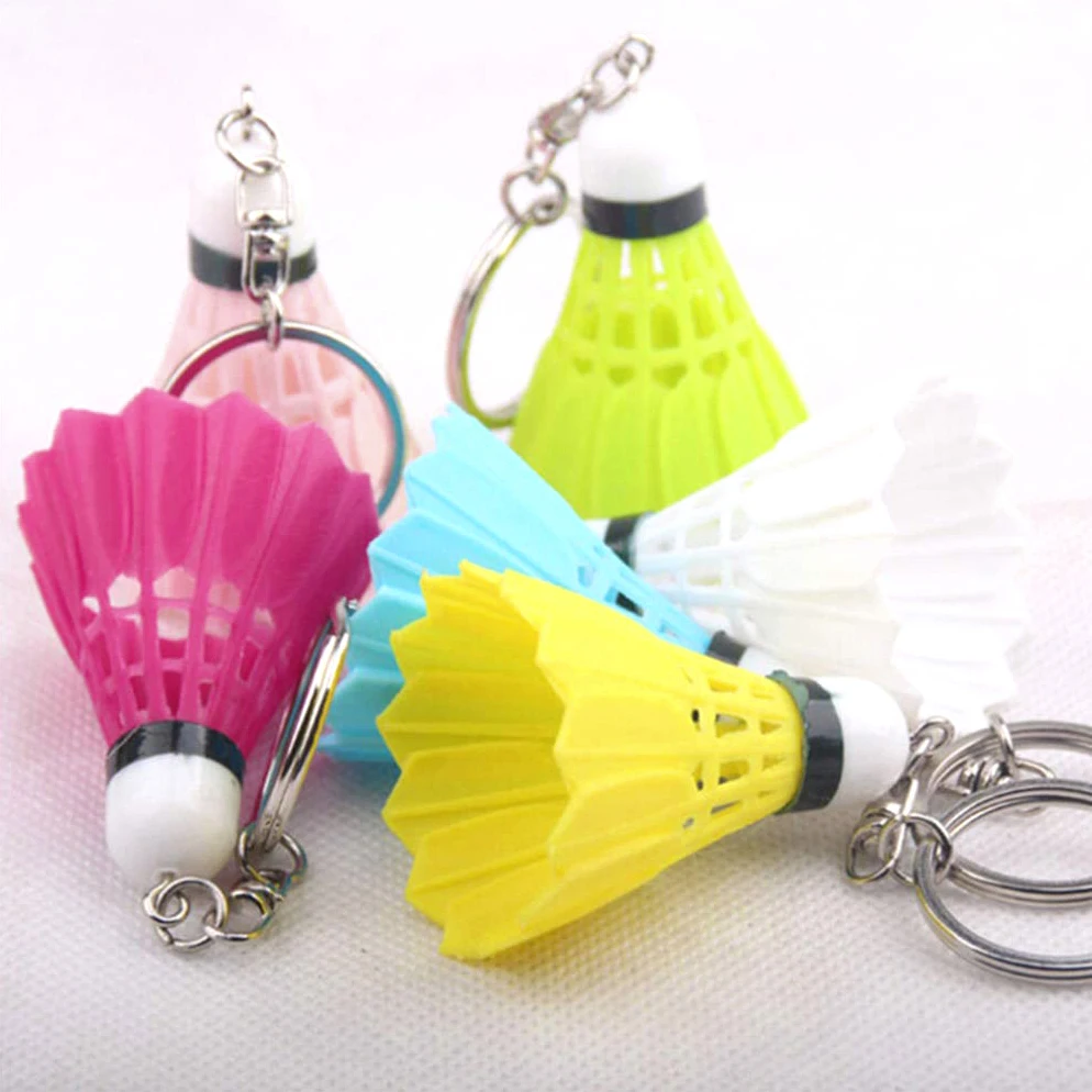 48Pcs Mini Badminton Keychain Cute Shuttlecock Key Chains PVC Keyring Colorful Car Key Holder Bag Pendant Club Gifts