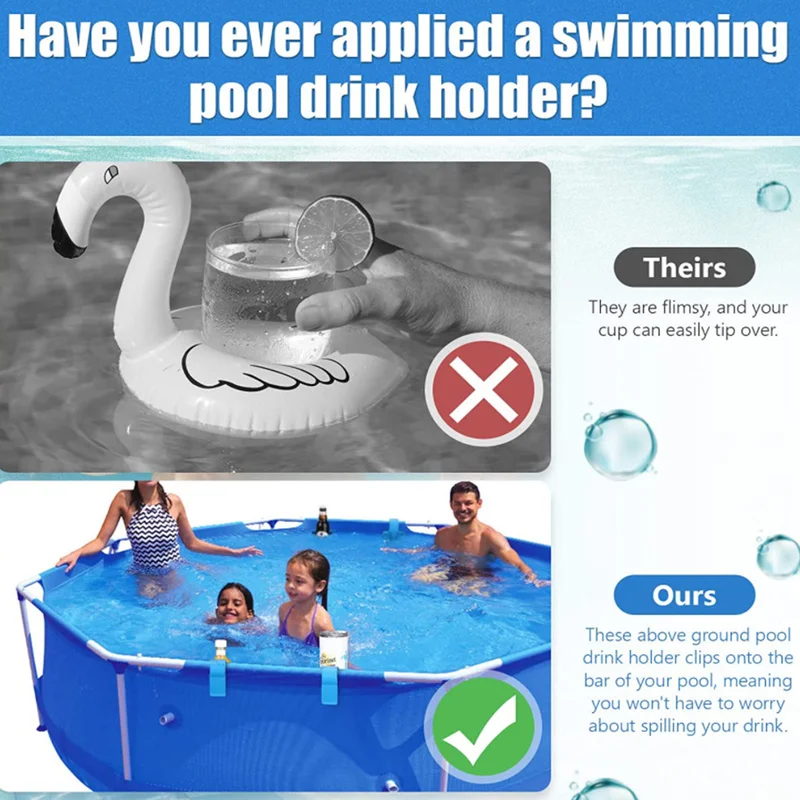 1/2/4pcs Swimming Pool Water Cup Hanger Car Water Cup Drink Holder for Above Swimming Pool Side Drinks Beer Storage Shelf