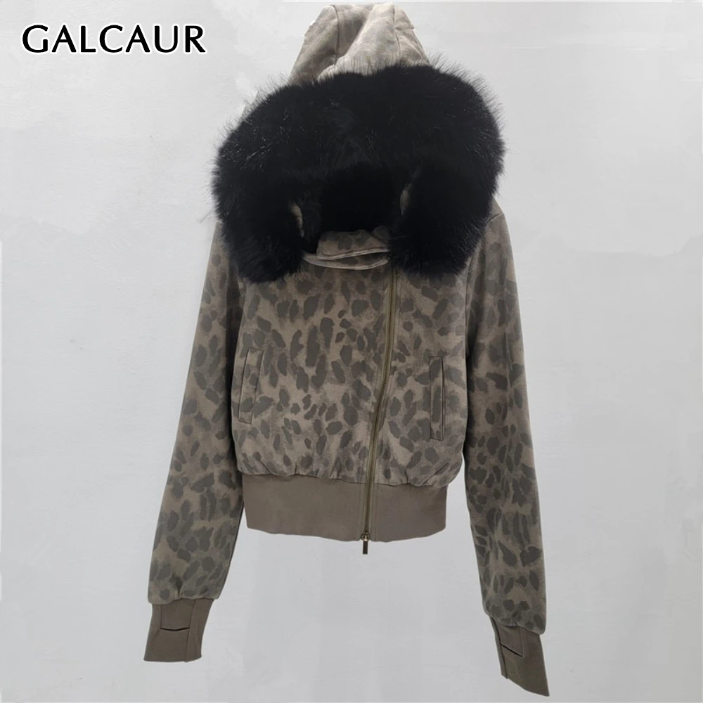 

GALCAUR Solid Spliced Fur Streetwear Jacket Female Hooded Long Sleeve Loose American Retro Women's Jackets Autumn Fashion New