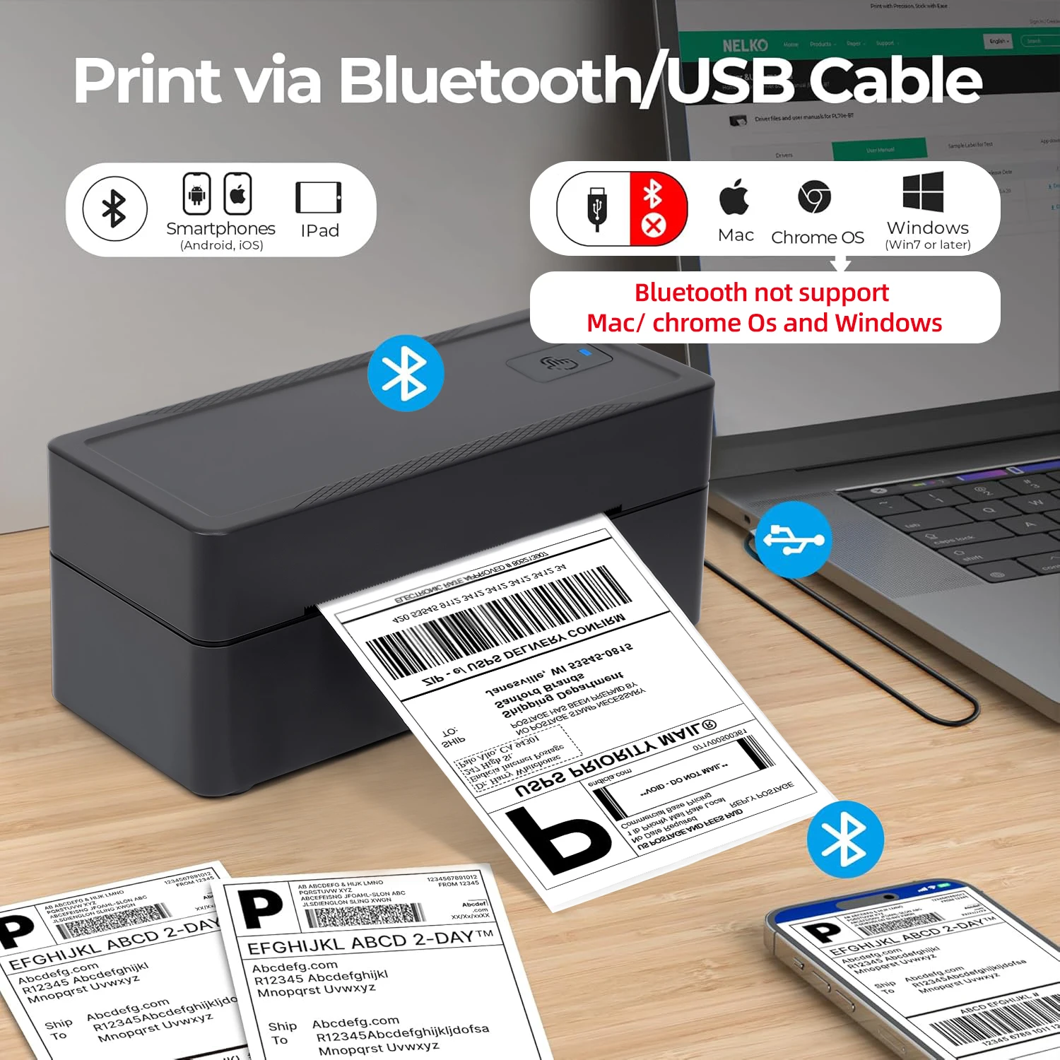 طابعة مكتبية حرارية مقاس 4 بوص - مراجعة Label Printer Thermal وسعره