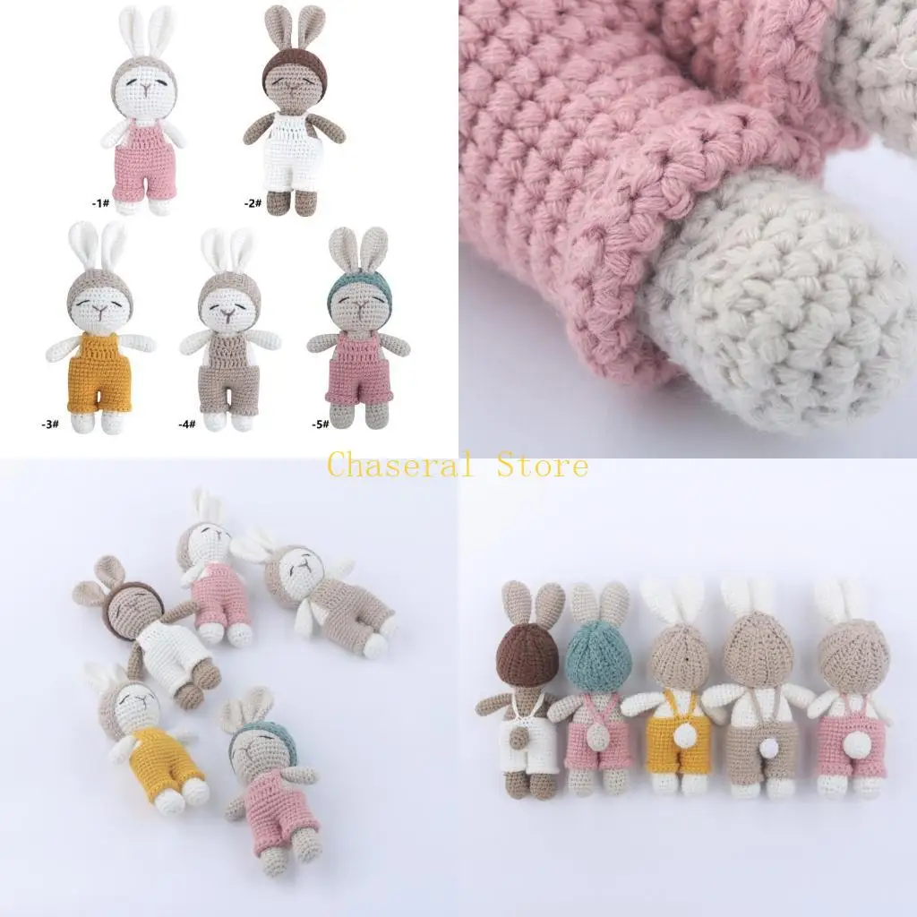 

E7CE Lovely Rabbit Rattle Babies Soft Handmade Toy for Children Appease Sleeping Crochet Handheld Toy for Infants Gift