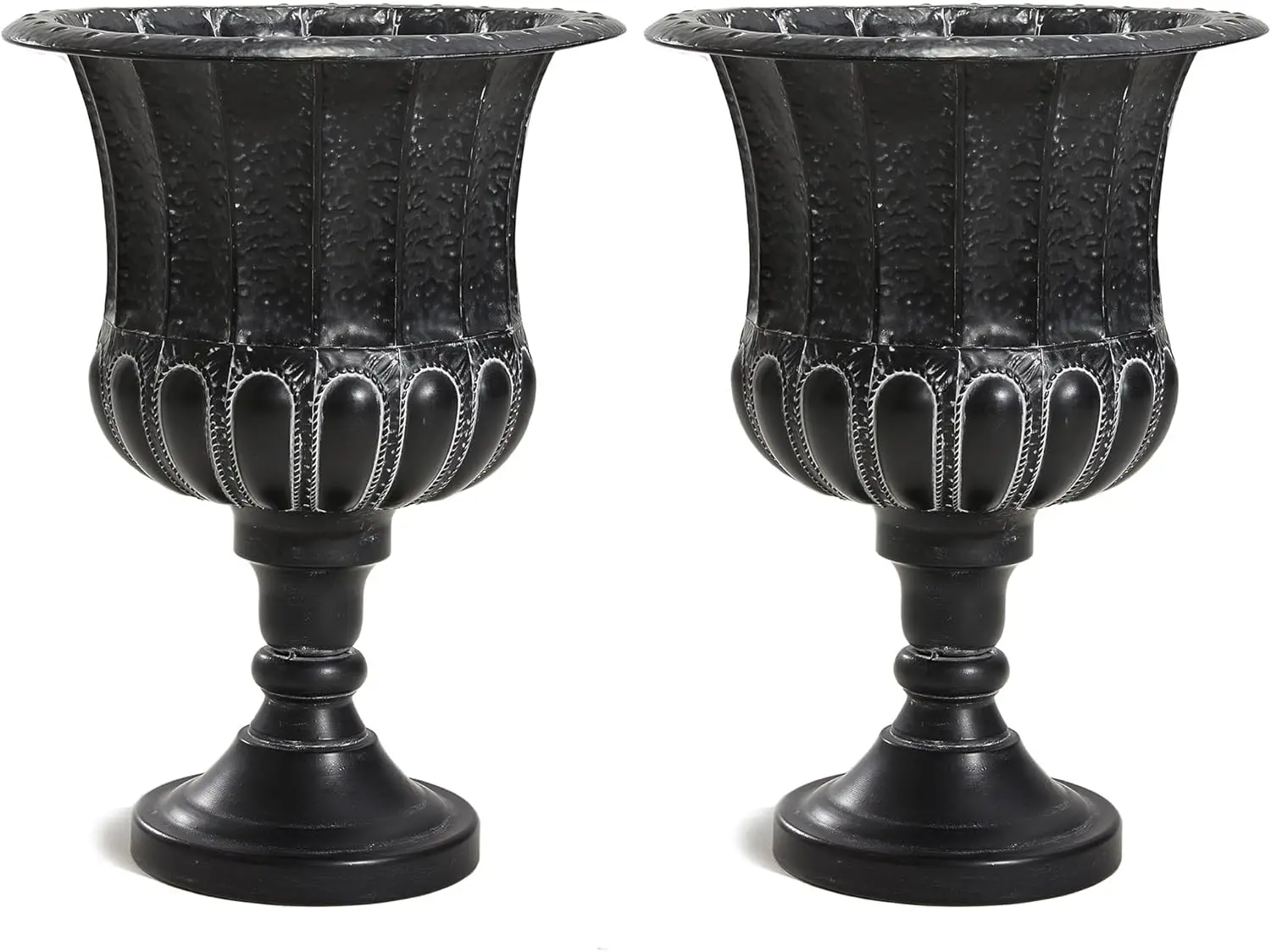 

Worth Garden 25" H. Metal Urn Planters 2-Pack - Black Traditional Classic Iron Plant Pots - Large Decorative Rustic Flower Conta