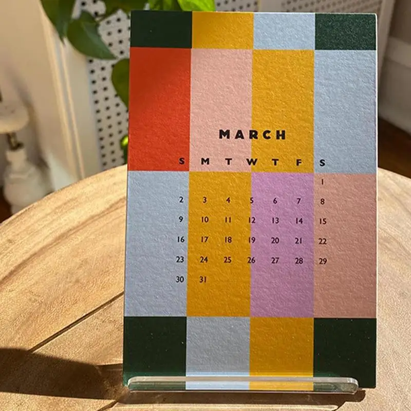 تقويم 2025 هندسي لمدة 12 شهرًا تقويم فني هندسي لتزيين الطاولة تقويم ورقي إبداعي للتنظيم والتخطيط