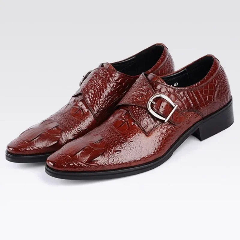 Sapatos de couro apontado masculino, Alta qualidade, Luxo, Casamento, Vestido, Cavalheiro, Escritório, Homem-sapato, 2024