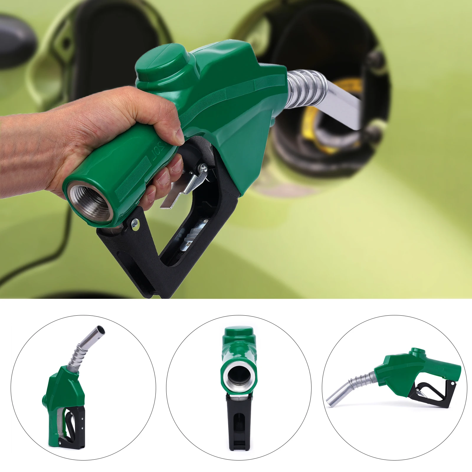 1-Inch Large Flow Green Auto Shut off Diesel Nozzle 31.7gal/Min Refilling for Petrol Diesel Fuel