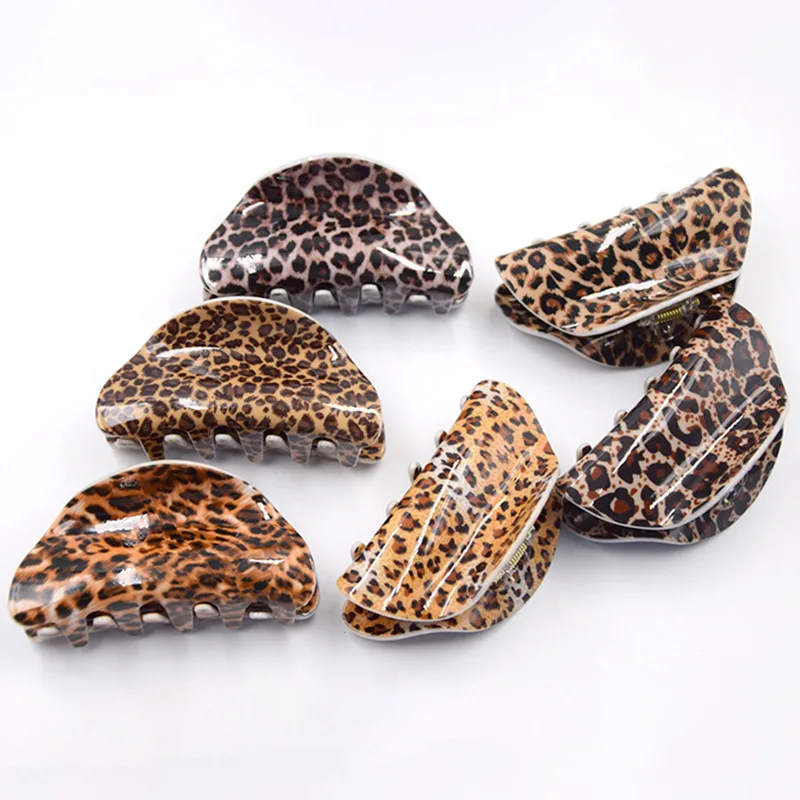 Acetate Material Large Leopard Print Hairpin Simple Hair Grabber Hair Fixed Claw Vertical Clip