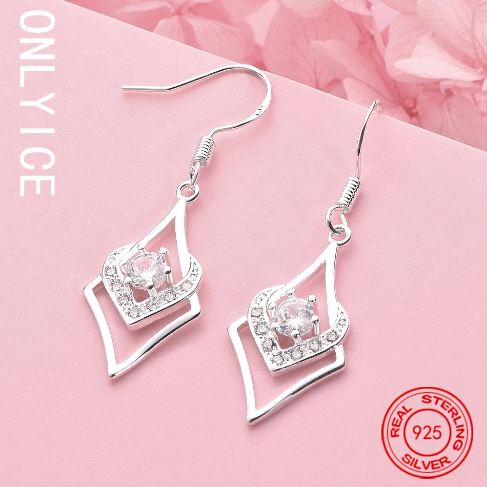 

New 925 Sterling Silver Earrings For Elegant Jewelry All-Match Crystal Mother'S Day Gifts