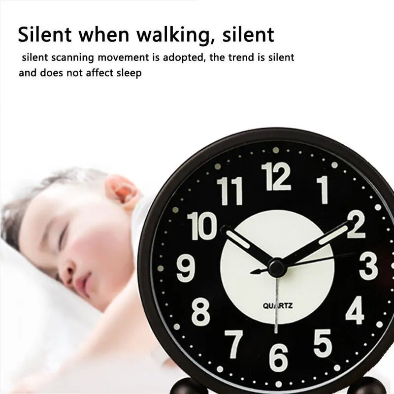 Sveglia silenziosa luminosa Orologio elettronico da comodino per bambini senza ticchettio Personalità creativa Sveglia pigra Volume forte