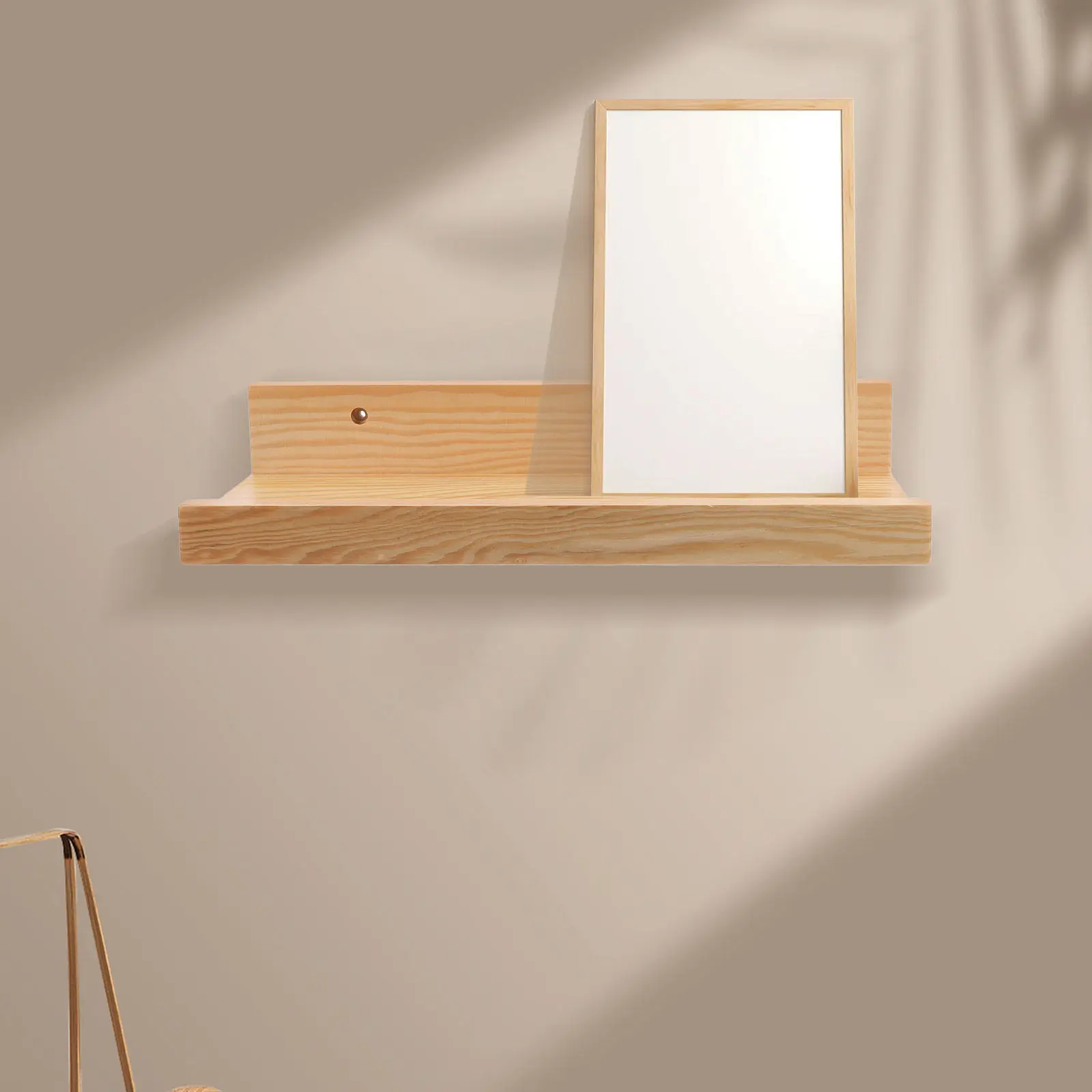 Wooden Floating Wall Shelf Solid Wood Construction for Entryway Dorm Room Bathroom Nordic Saving Decorative Storage
