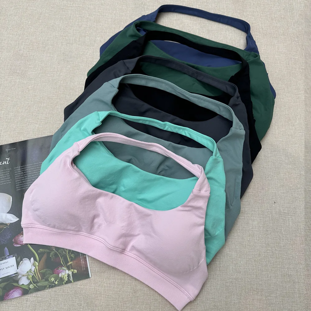 

Спортивный бюстгальтер HBC для женщин: высокоэластичный топ-халтер с эффектом пуш-ап, бесшовное белье для фитнеса, тренировок, спортзала и йоги