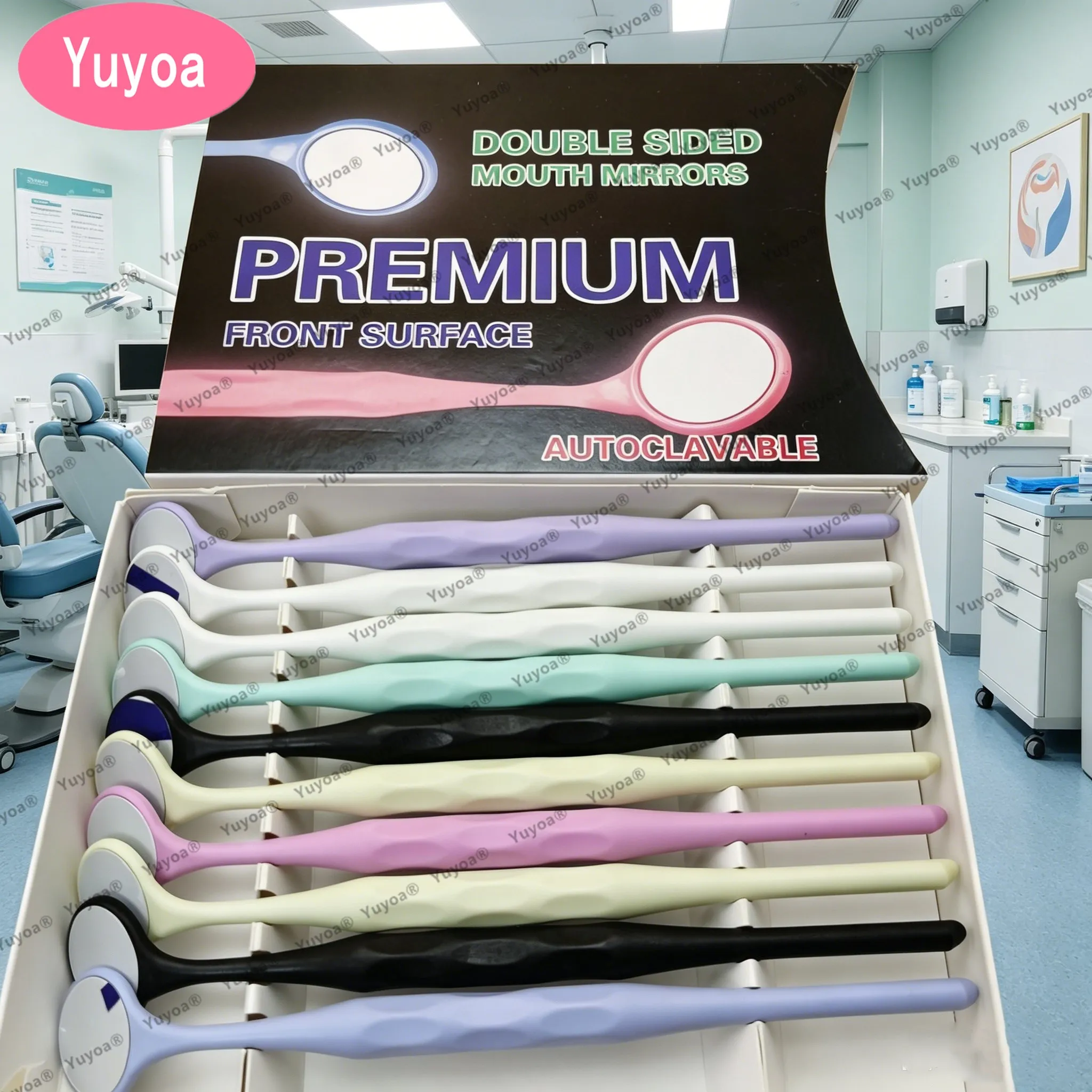 4 x 10pcs/Box Autoclavable Dental Single/Double Sided Mouth Mirrors Oral Tooth Whitening Surface Exam Reflectors With Handle