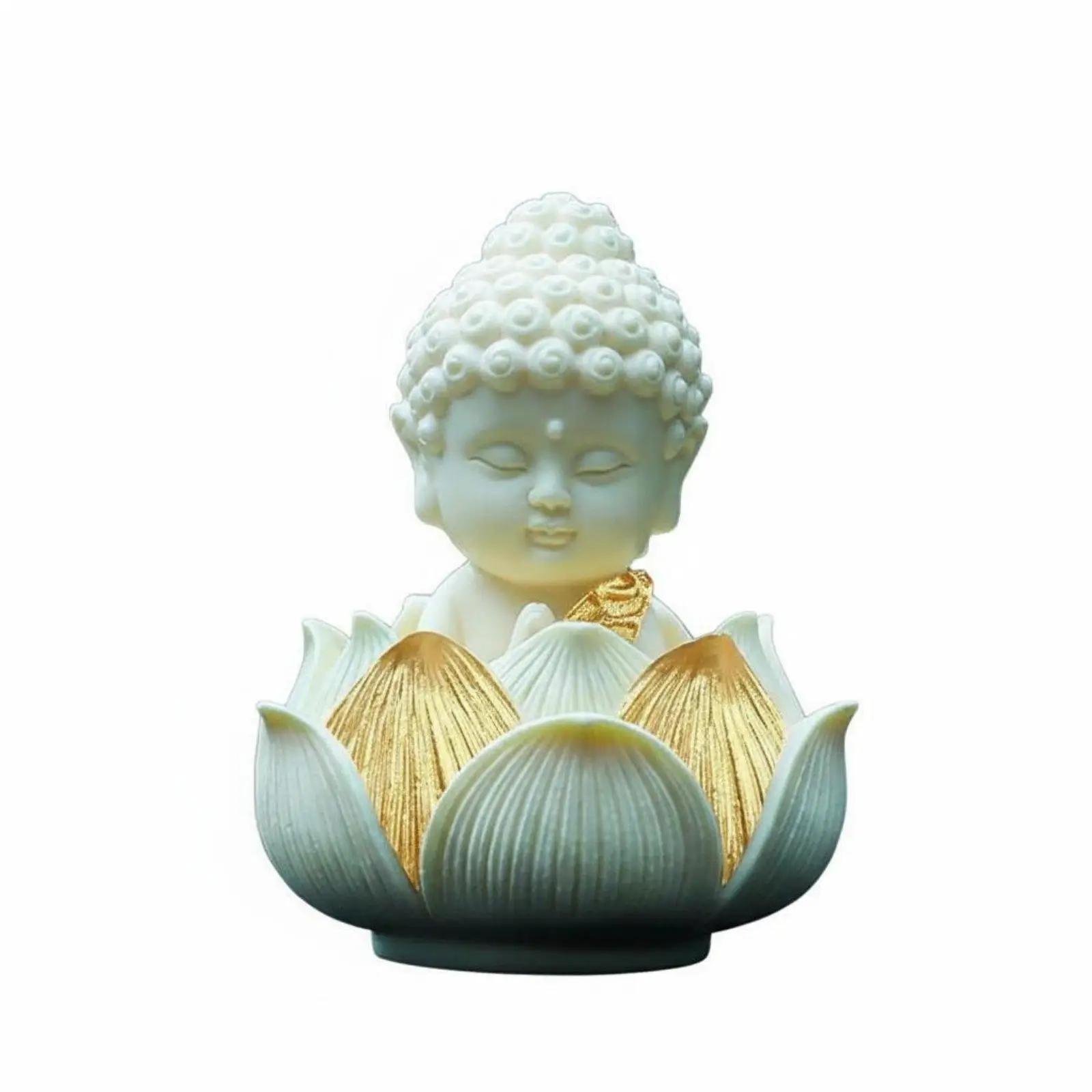 Chinese Style Car Buddha Statue Resin Figurine for Dashboard Console Lotus Peace Symbol Protection Decoration