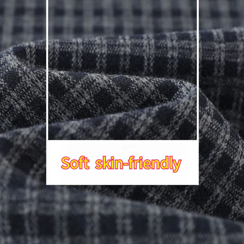 Retro Woolen Plaid Wide Leg Casual Pants Autumn Classic Thicker High Waist Straight Floor-Length Pants Baggy Streetwear Trousers