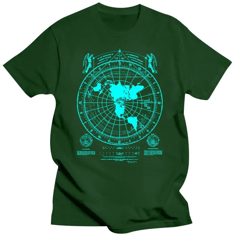 T-shirt de carte de la terre plate pour hommes, vêtements de la terre est plate, Firmament, plis, ordre mondial