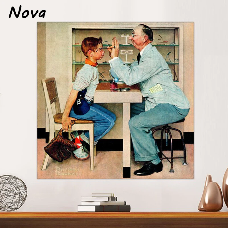 Eye Doctor Norman Rockwell At The Optometrist Vintage Canvas Print Framed Print Canvas Poster Office Art Home Decor Art