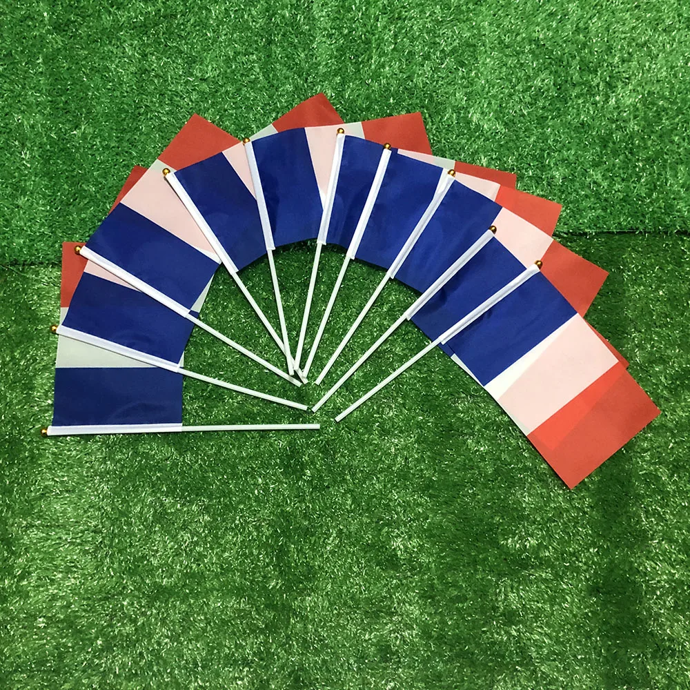 (SKY FLAG) 14x21cm Frankreich Handflagge mit Kunststoffstange Polyester-Banner zur Dekoration – Detail 1