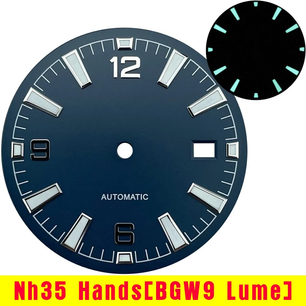 NH35 watch dial 33mm blue sterile dial BGW9 blue luminous dial modified watch accessories suitable for NH35 movement Planet 600M