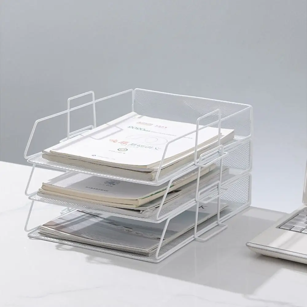 Desktop Organizer Stackable File Rack Fashion Minimalism Papers Rack A4 File Storage Tray Iron INS Style Documents