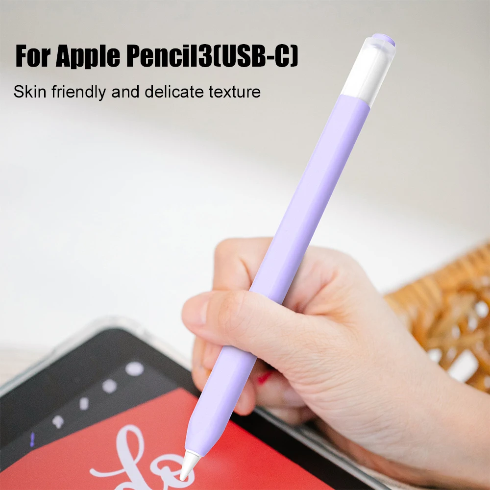 New Soft Silicone Protective Case Cover for Apple Pencil 3rd Gen USB-C Plain Color Stylus Sleeve for iPad Accessories Good