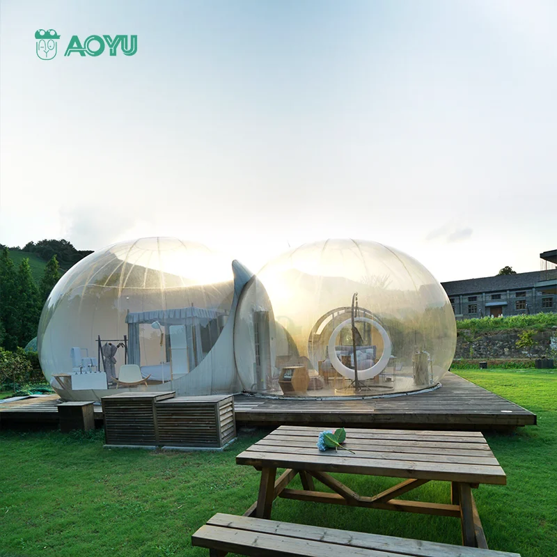 

AOYU Outdoor Party Large Clear Inflatable Bubble Sky PVC Dome Tent Entrance Tunnel Resort Advertising With Led Light For Rent