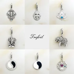 Ganesha Buddha Lotus Charms Pendant,Jewelry 925 Sterling Silver Hinduism Gift For Women Men Boy Girls Fit Bracelet Necklace Bag