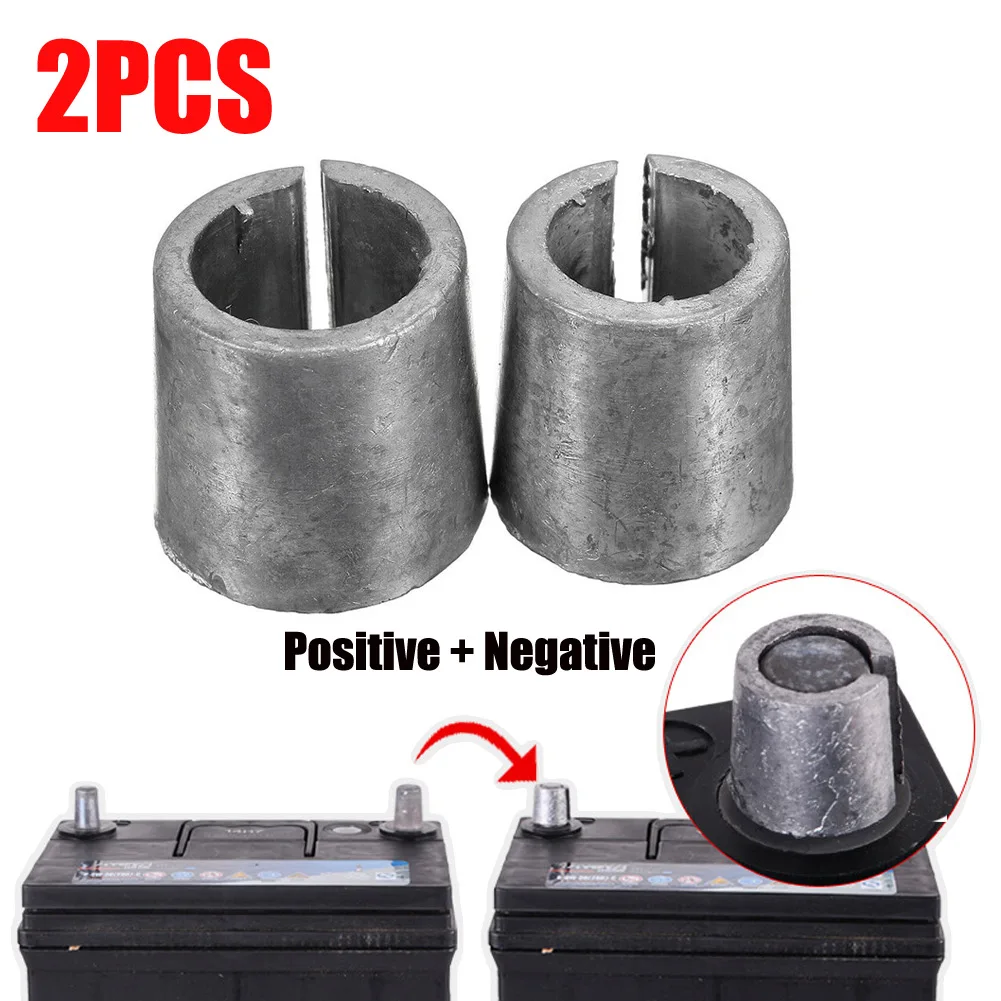 

2pcs Car Battery Terminal Converters- Post Adaptor Sleeves Positive Negative Auto- Battery- Cables Connector Accessories-