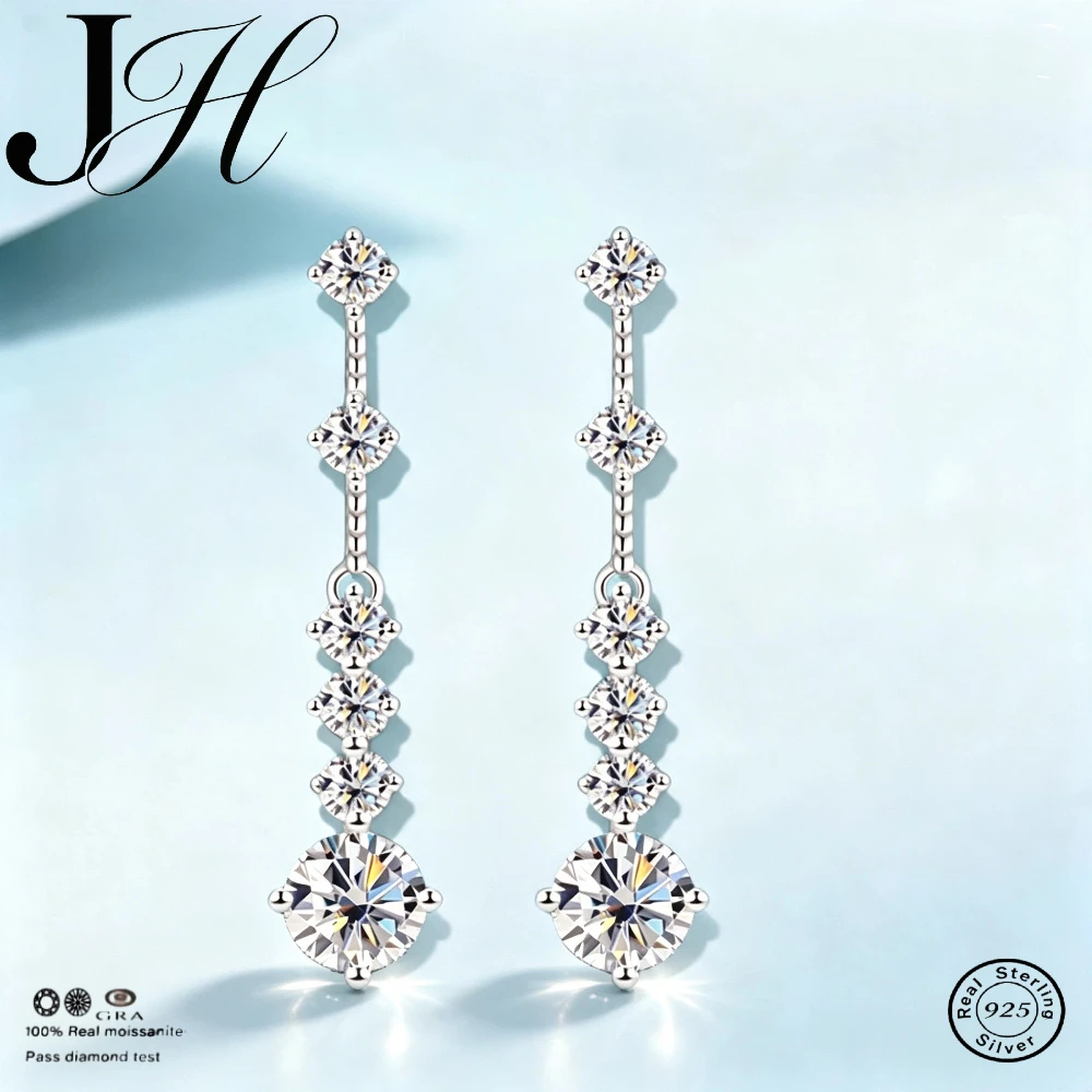 JH 3CT 925 Sterling Silver Moissanite Stud Earrings For Women Elegant Ear Drop 18K White Gold DVVS1 Fine Jewelry Christmas Gift