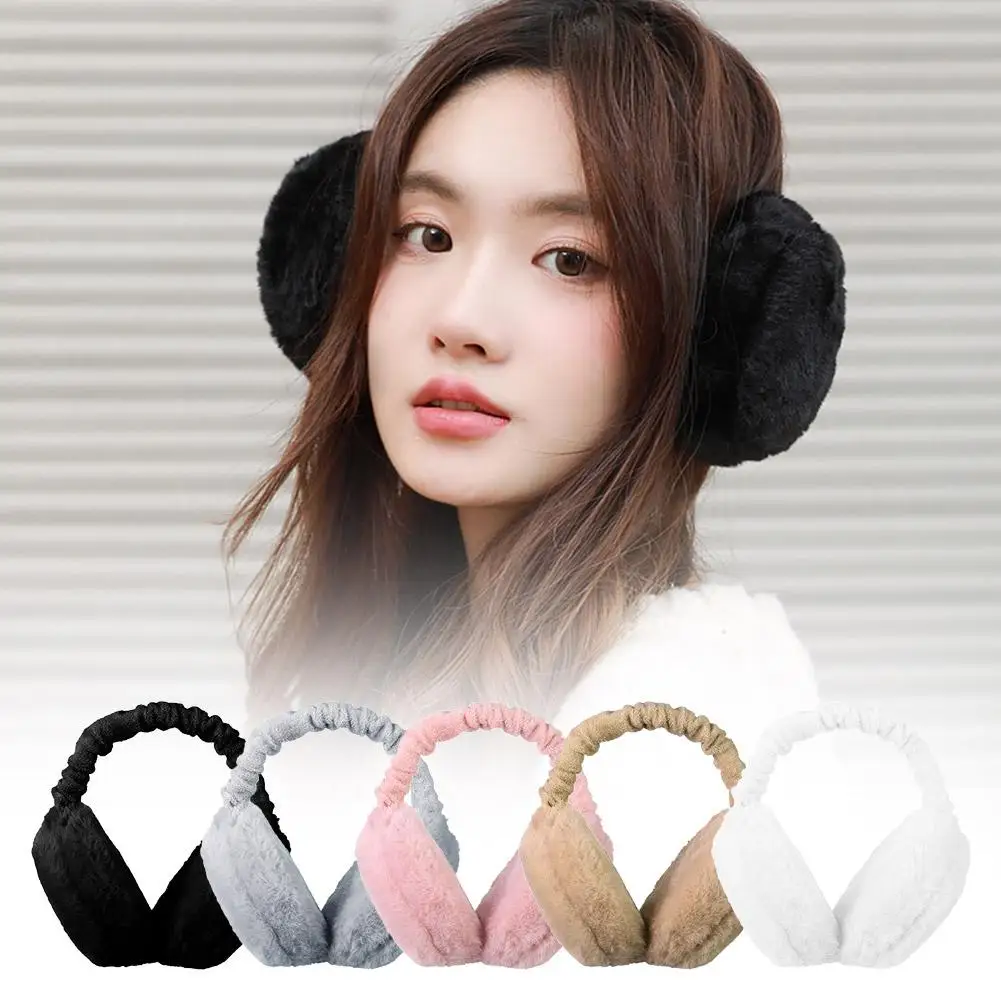 Soft Plush หูอุ่นพับ Earmuffs อุ่นสีทึบหูฤดูหนาวที่อบอุ่นพับ Anti Muffs Earflap แช่แข็งสบาย V0Y6