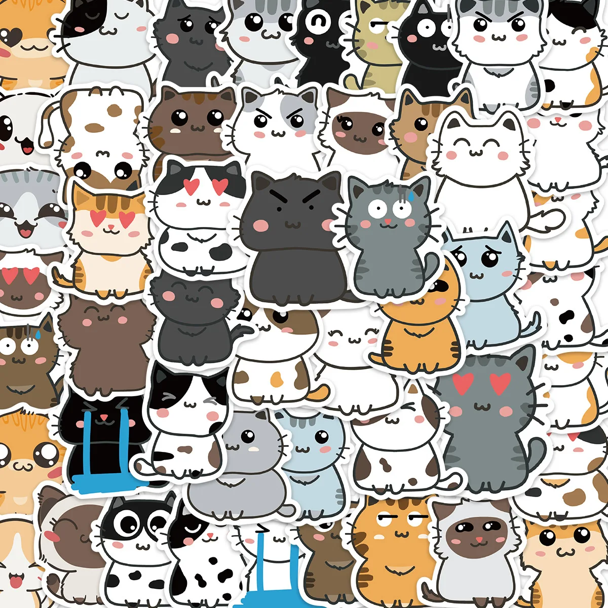 10/30/50PCS Cute Cats Stickers Kitten Animal Cartoon Decals Toys DIY Waterproof Notebook Scrapbook Phone Luggage Bike Decorative