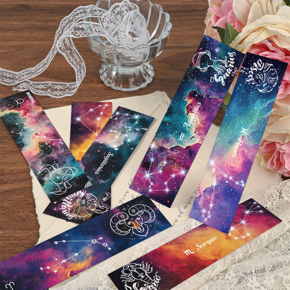 30PCS Mystery Constellation Bookmark Reading Pages Book Label Student Stationery Supplies Paper Cards Aesthetic Creative Gifts