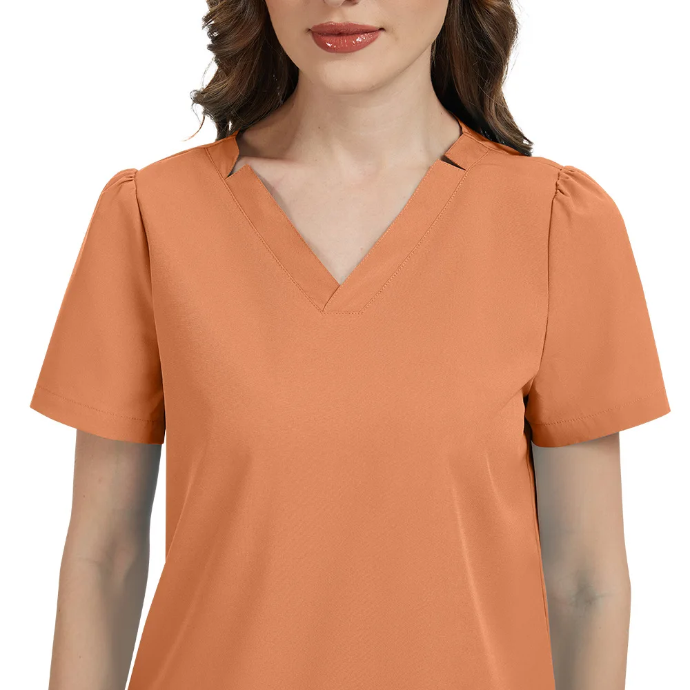 Ladies' Thin V-Neck Scrubs - Quick-Dry Work Uniform for Clinics/Pet Hospitals (Nurse Style, High Stretch Breathable Fabric)