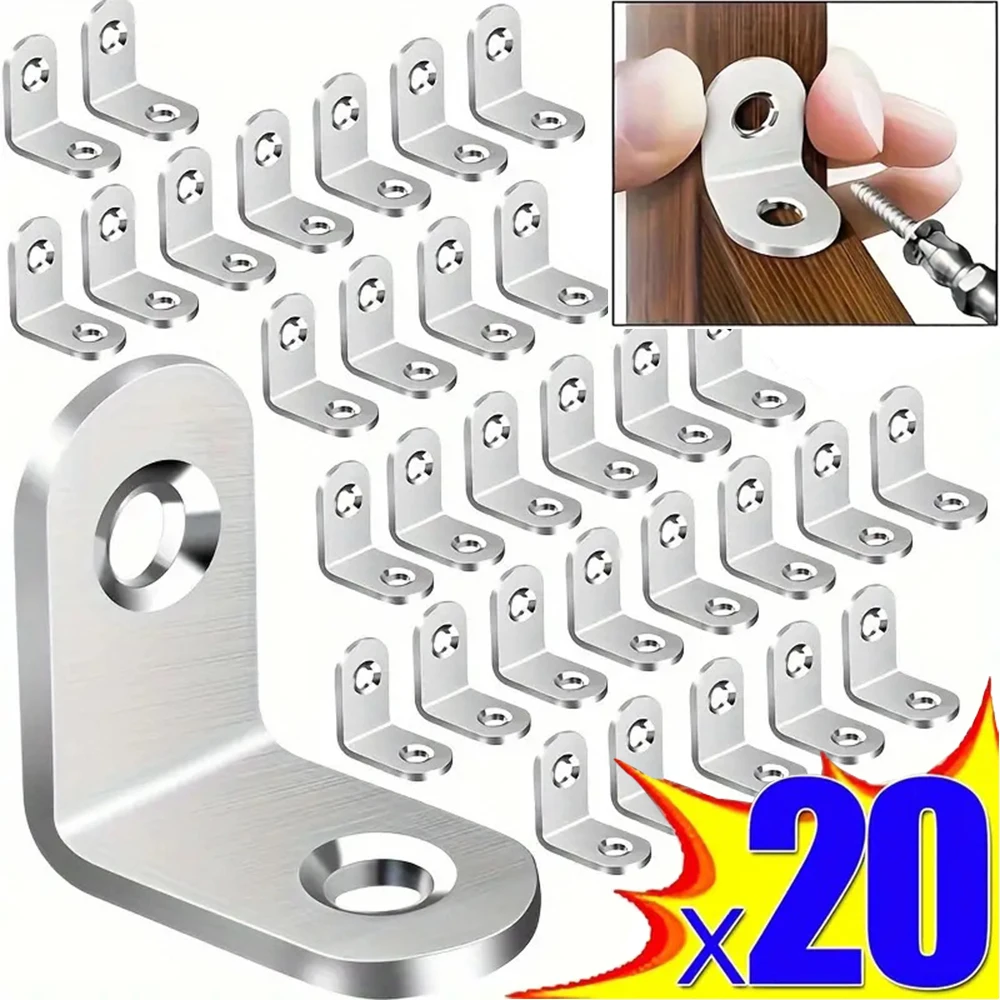 40pcs L Bracket Corner Bracket Set,Metal L Brackets For Shelves Wood Furniture Cabinets Chairs Drawers
