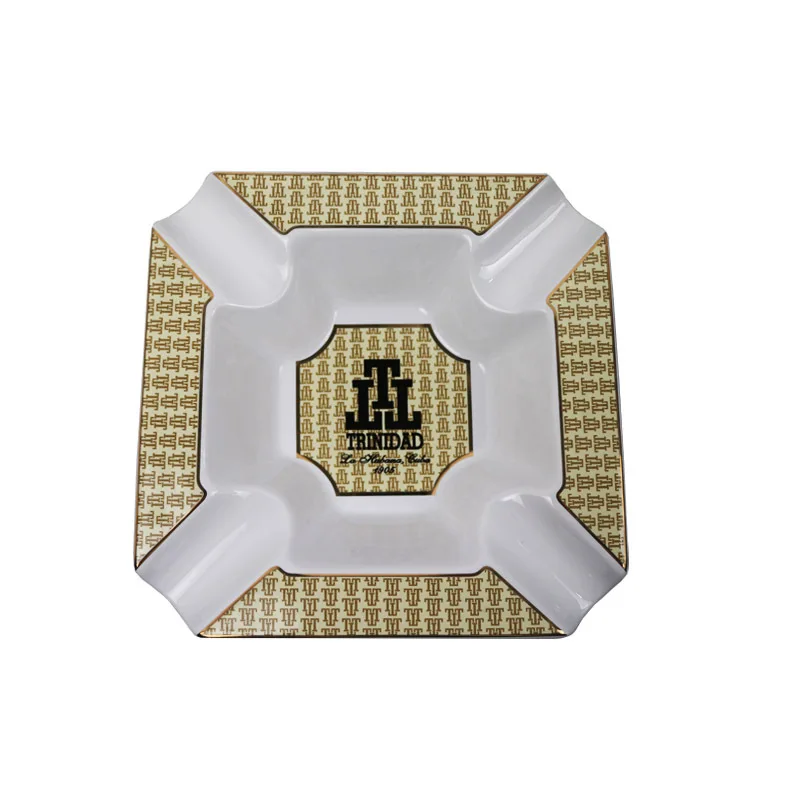 Square Ceramic Cigar Dedicated Ashtray, Large Diameter Cigarette Ashtrays, 4-Bit Smoke Tank, Tobacco Dish Accessories