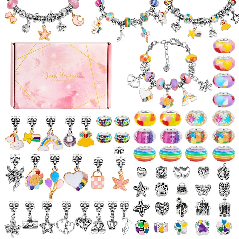 DIY Girls Bracelet Making Set Spacer Beads Pendant Accessories For Bracelet Necklace Jewelry Making Birthday Christmas Gifts