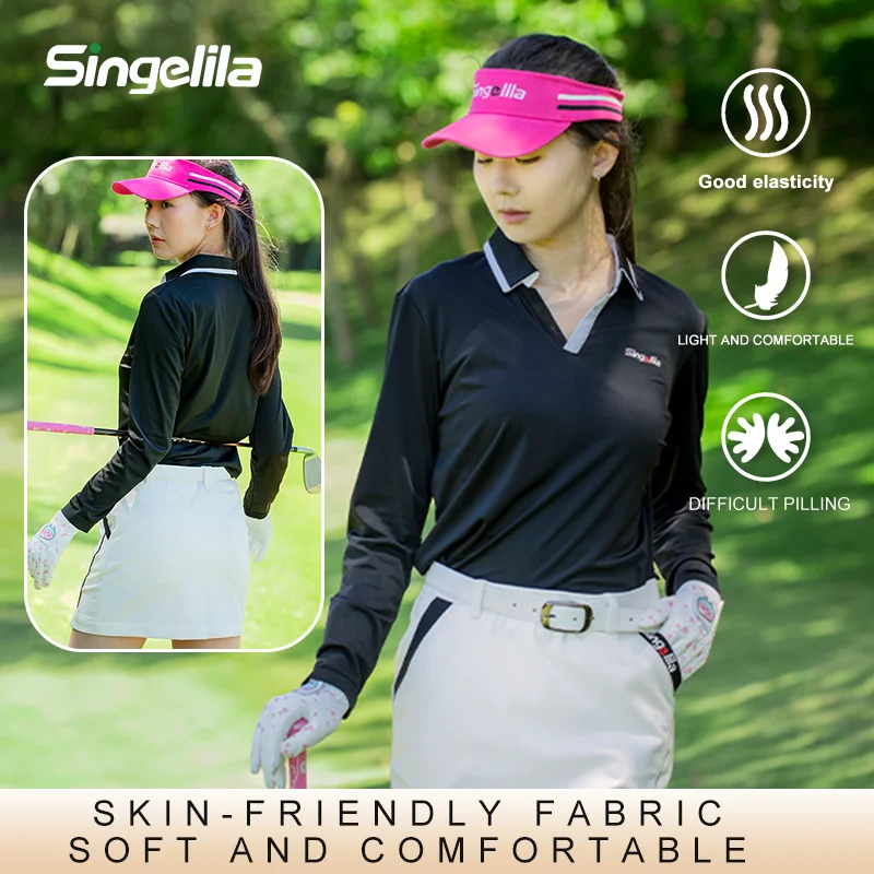 Singelila-Camiseta de Golf transpirable para mujer, camiseta de Golf seca ajustada, traje de manga corta, Blazer, Camiseta deportiva al aire libre, S-XXL