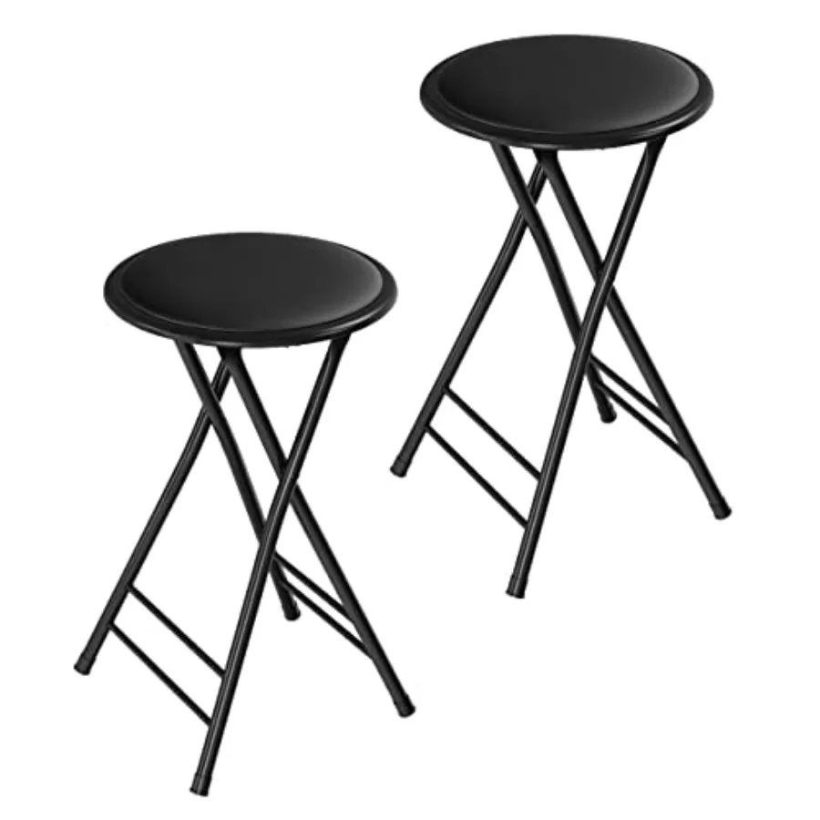 

Backless Folding Stool with 5lb Capacity for Kitchen or Rec Room - Portable Indoor Counter Bar Stools Black