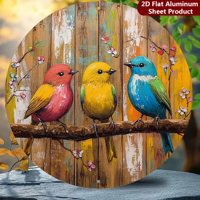 2D Flat, Colorful Bird Decorative Sign, Rustic Metal Iron Plaque, Art Combo, Perfect for Home, Porch, Garden Cafe, Etc.